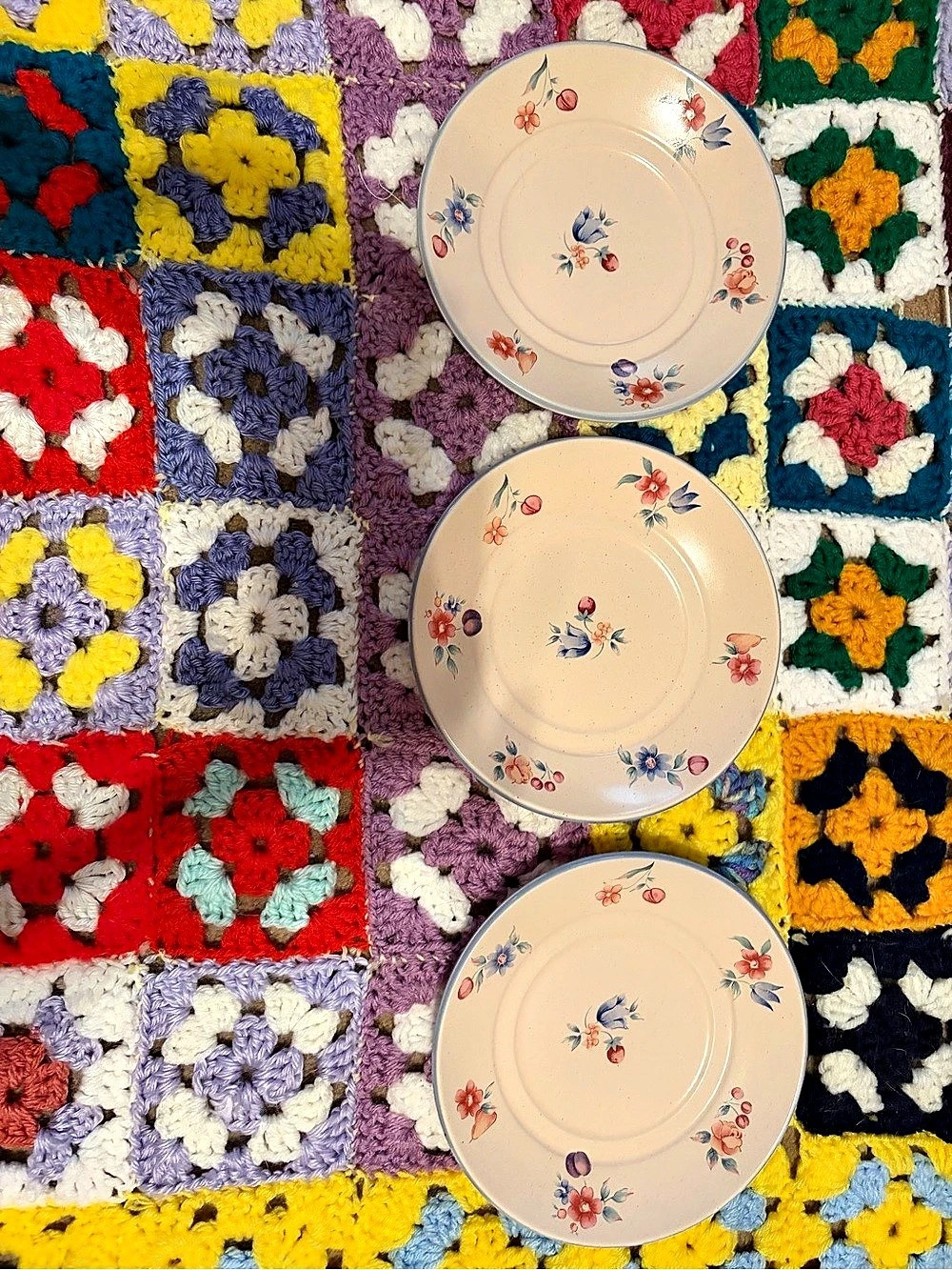 Vintage International table works Floral saucers Set of 3